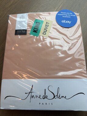 ANNE DE SOLENE VEXIN COTTON PERCALE KING DUVET COVER PEACH fleur de cerisier